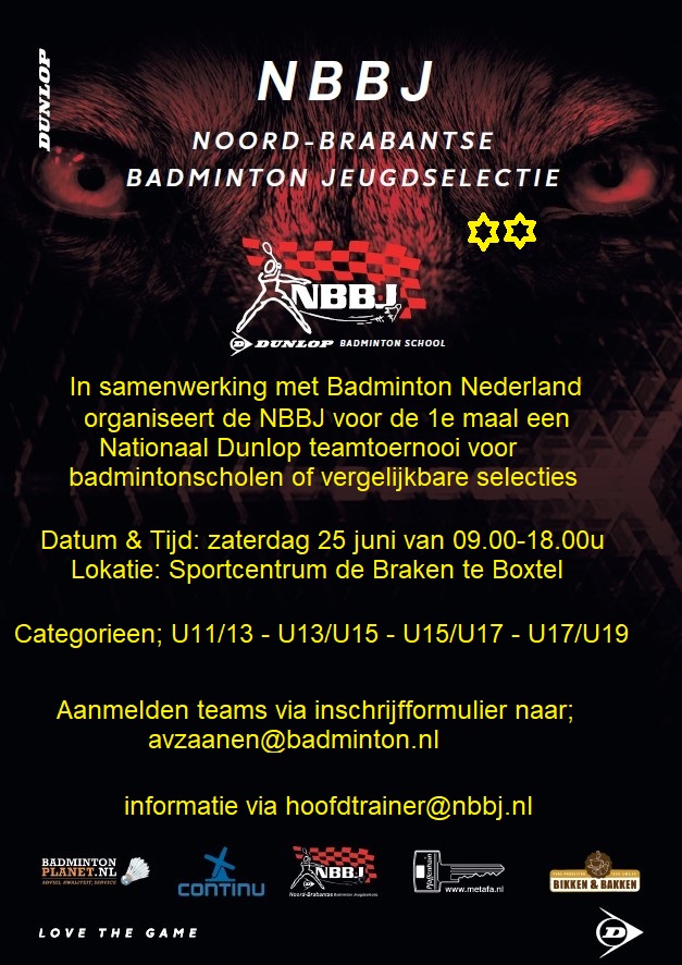 Badmintonscholen Teamtoernooi op 25 juni